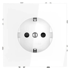 Изображение Розетка встраиваемая VOLTUM S70 с заземлением и защитными шторками 16А (белый глянцевый)